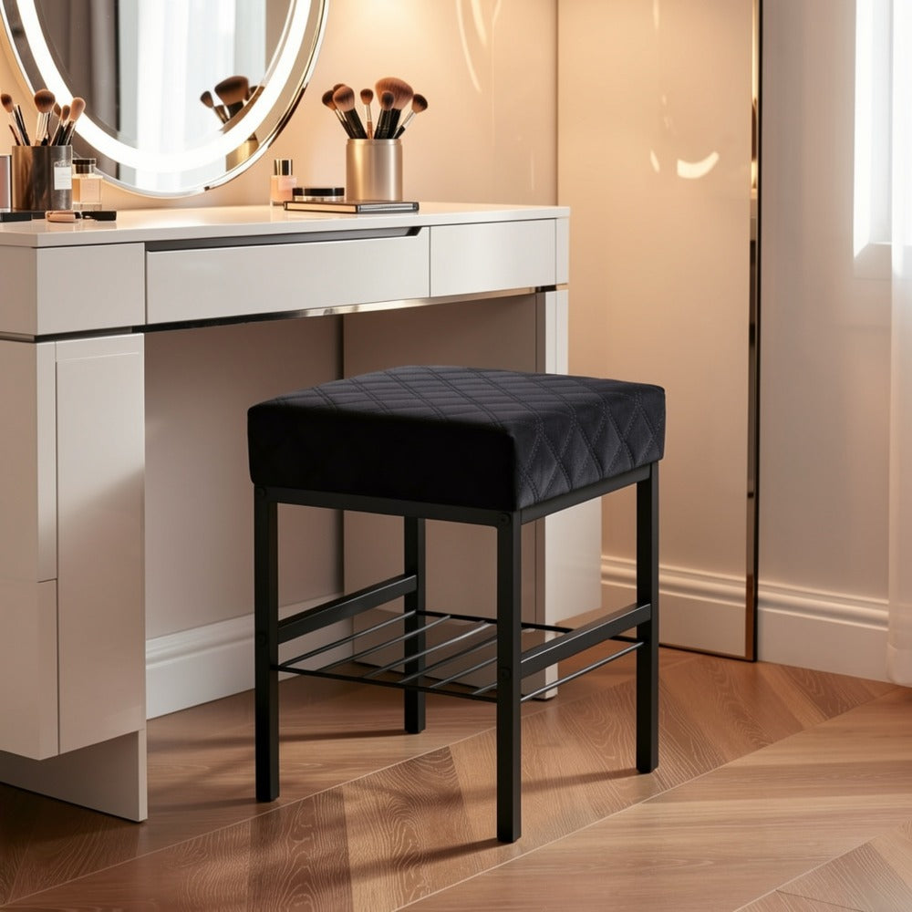Rectangular Velvet Vanity Stool with Footrest and Multiple Color Options for Entryway detail image - detail view 9