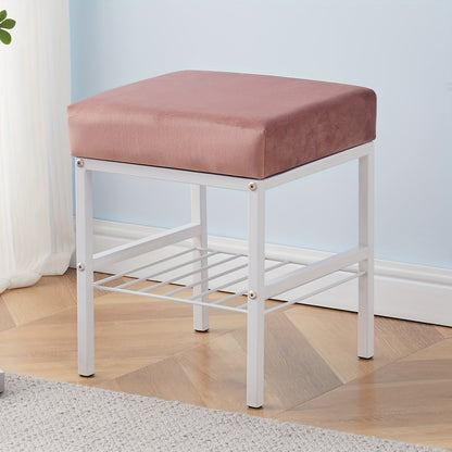 Vanity Stool shown in the Dusty Pink option