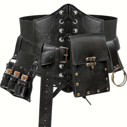 Renaissance Costume Sets - Accessories Set 5 Pcs Adults PU Leather Belt, Corset, Sword Sheath, Potion - product detail view 7