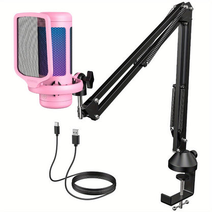 RGB USB Condenser Microphone Kit with Boom Arm, Shock Mount and Pop Filter detail image - detail view 6