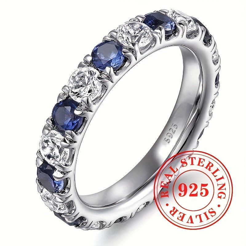 Rings for Women - 925 Sterling Silver Ring for - Blue & White Synthetic Zirconia Stone - product detail view 8