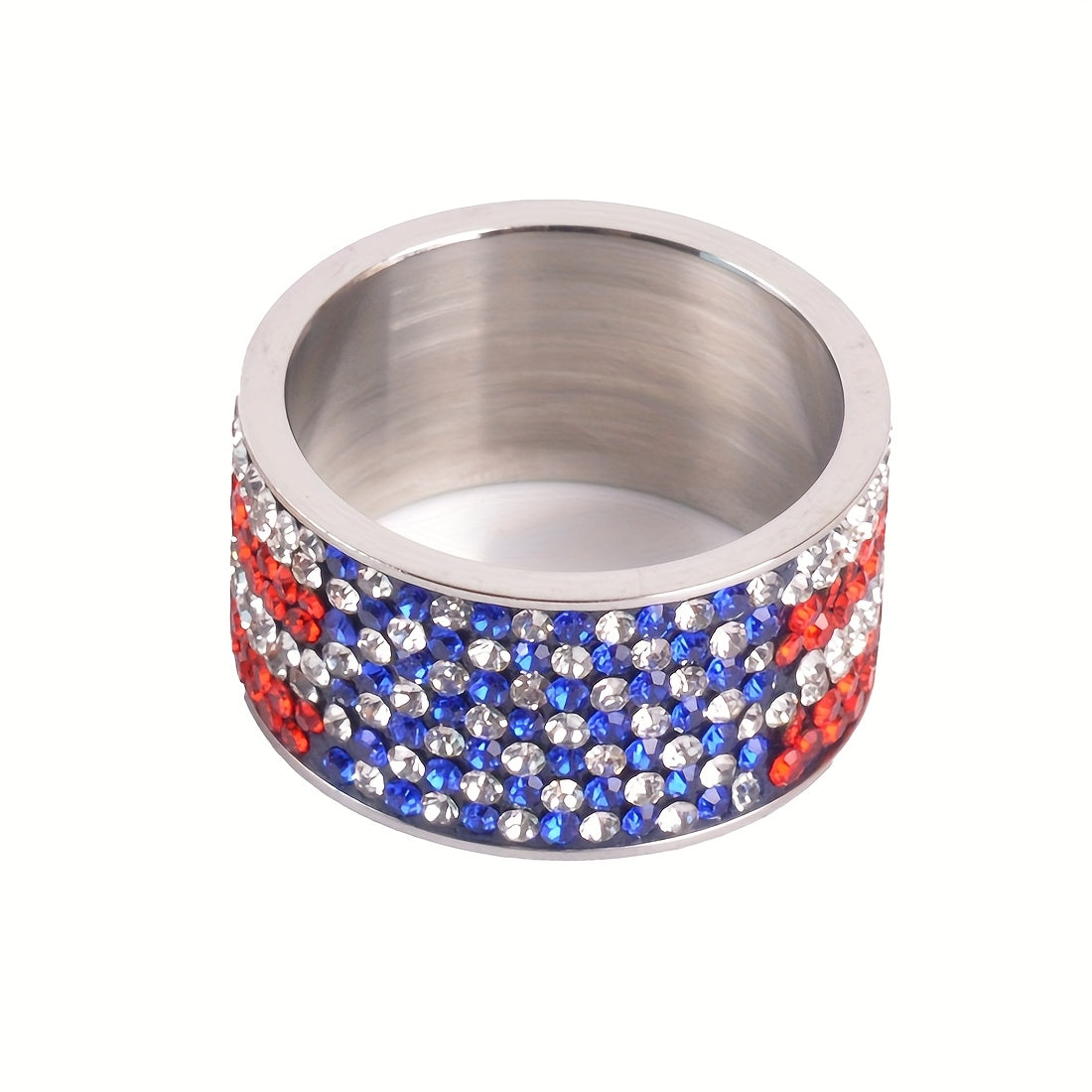 Rings for Women - American Flag Ring Stainless Steel Rhinestone Patriotic Ring Men Gold - product detail view 6
