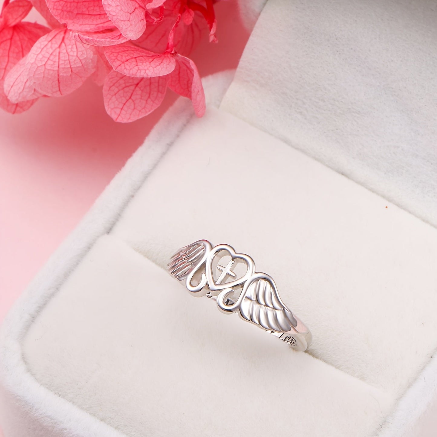 Rings for Women - Angel Wing Ring S925 Sterling Silver Memorial Ring for In Memory of Mom - product detail view 9