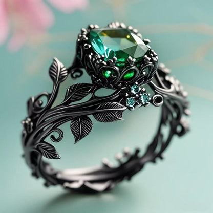 Rings for Women - Moissanite Ring S925 Silver - Vintage Leaf Totem Inlaid Moissanite Diamond - product detail view 5
