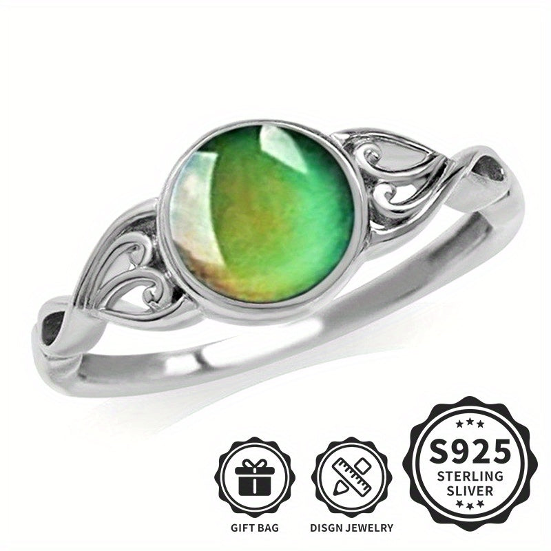 Rings for Women - Mood Ring 925 Sterling Silver - Temperature Sensitive Color Changing Ring - product detail view 8