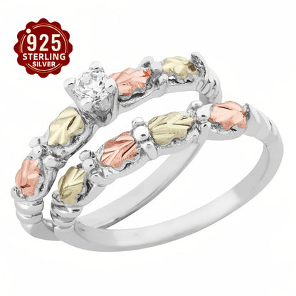 Rings for Women - S925 Sterling Silver Leaf Ring with Cubic Zirconia Inlay 's Elegant - product detail view 8