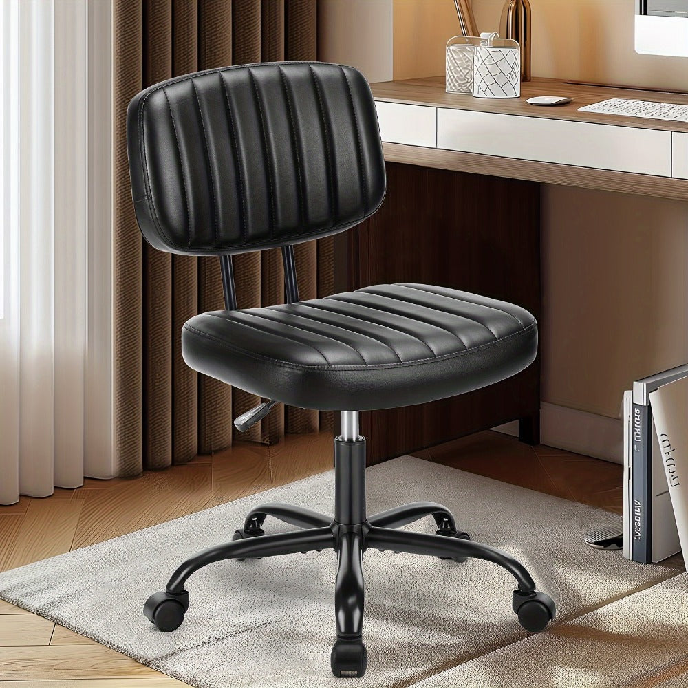 Rolling Faux Leather Desk Chair with Memory Foam and Armrests for Living Room detail image - detail view 5