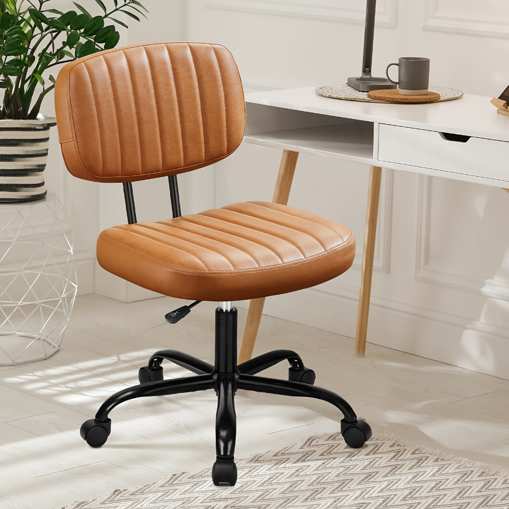Rolling Faux Leather Desk Chair with Memory Foam and Armrests for Living Room detail image - detail view 7