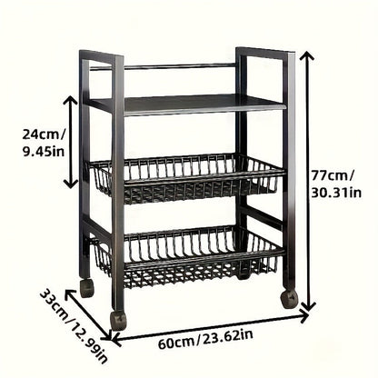 Kitchen Storage Cart shown in the Three Layers 2 Mesh option