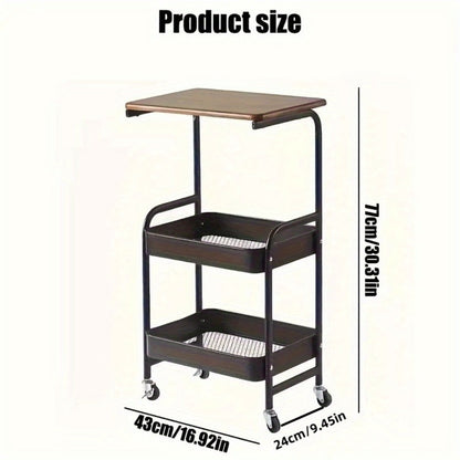 Rolling Metal Storage Cart with Rolling Wheels for Organized Everyday Storage in Bathroom detail image - detail view 4