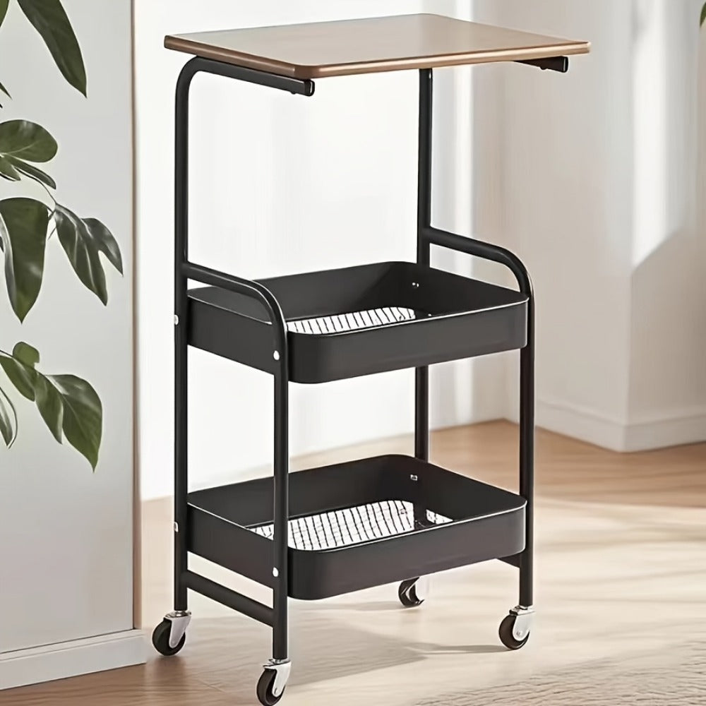 Rolling Metal Storage Cart with Rolling Wheels for Organized Everyday Storage in Bathroom detail image - detail view 5