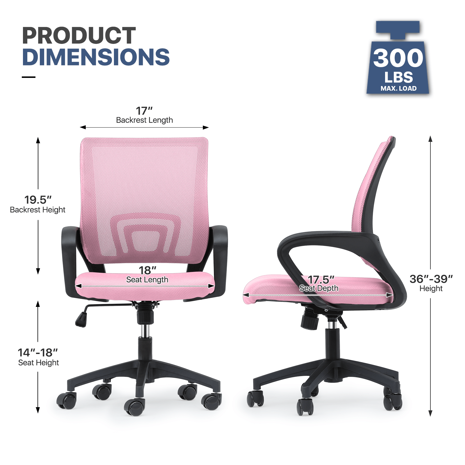 Rolling Office Chair with Armrests and Padded Seat for Home Office detail image - detail view 48