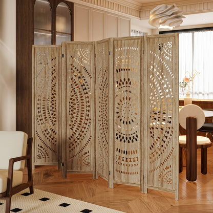 Room Divider shown in the Natural Wood, 6 Panels option