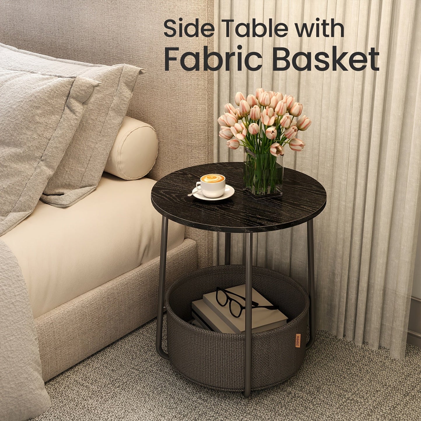 Side Table shown in the Black And Gray option