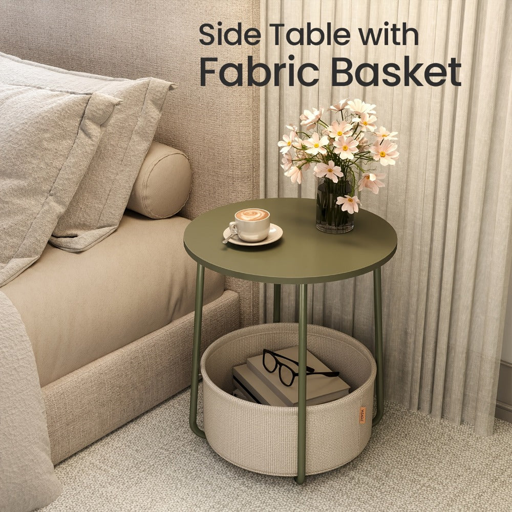 Round Fabric Side Table, Bedside End Table for Work, Display, and Everyday Use detail image - detail view 5