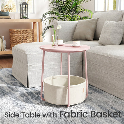 Side Table shown in the Pink And White option