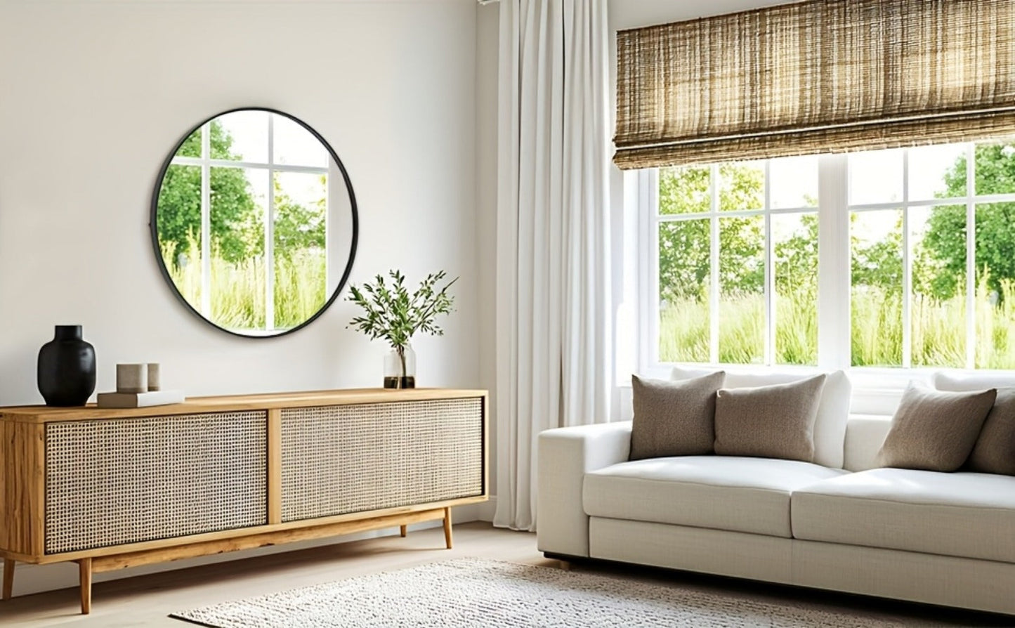 Round Metal Wall Mirror, Entryway Accent Mirror for Dressing and Daily Routines detail image - detail view 13