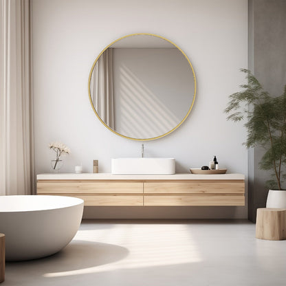 Round Metal Wall Mirror, Entryway Accent Mirror for Dressing and Daily Routines detail image - detail view 14