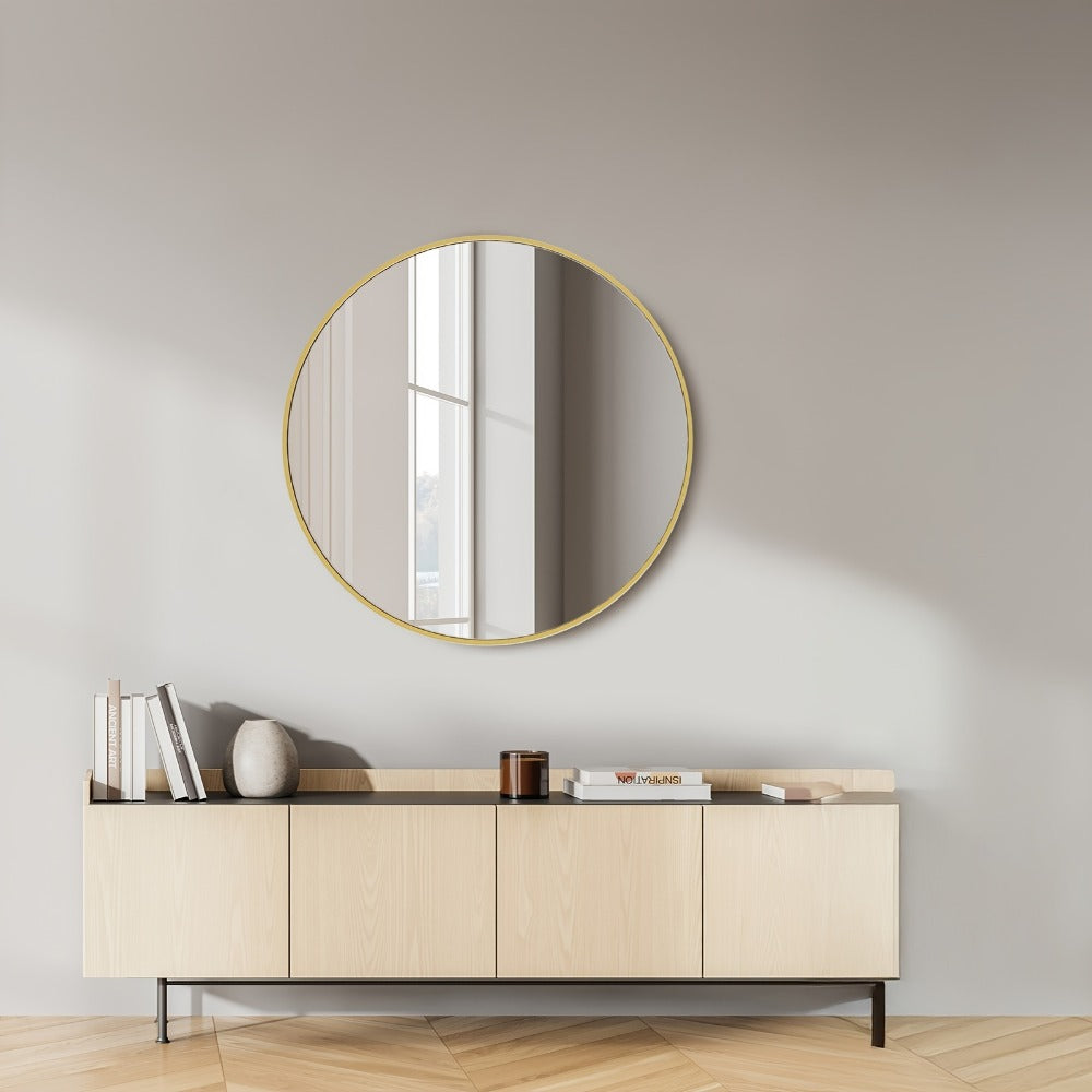 Round Metal Wall Mirror, Entryway Accent Mirror for Dressing and Daily Routines detail image - detail view 16