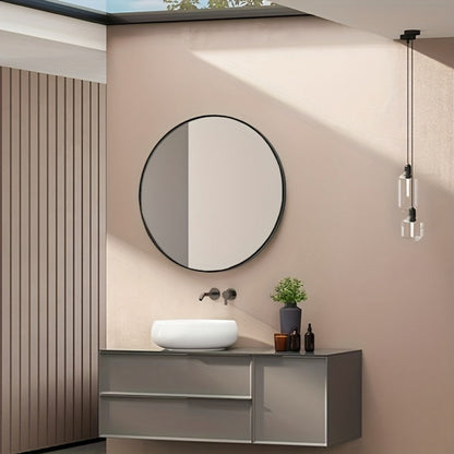 Round Metal Wall Mirror, Entryway Accent Mirror for Dressing and Daily Routines detail image - detail view 9