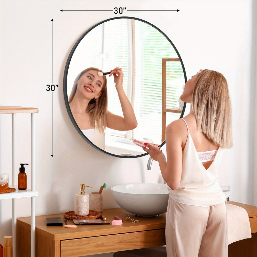 Round Wall Mirror, Entryway Accent Mirror for Dressing and Daily Routines detail image - detail view 5