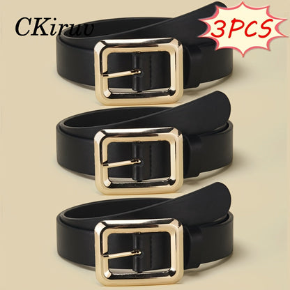 Women's Belt - 3-Pack 's Square Alloy Buckle Handmade Lightweight Luxury Versatile Waist - product detail view 16