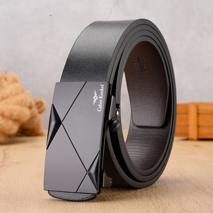 Men's Belt - Automatic Buckle Leather for No-Tooth Ratchet Design, One-Hand Closure - main product view