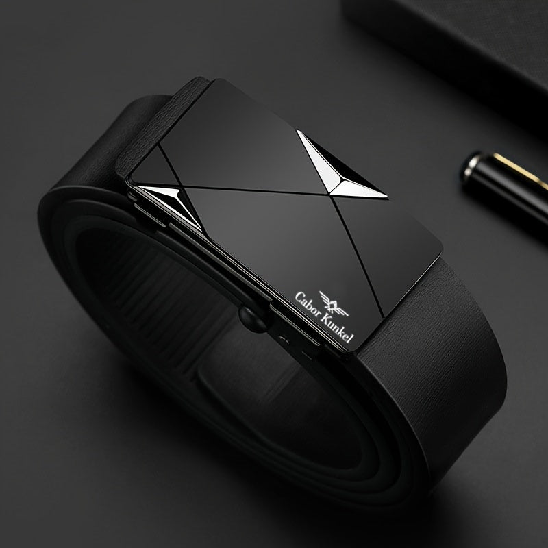 Men's Belt - Automatic Buckle Leather for No-Tooth Ratchet Design, One-Hand Closure - product detail view 8