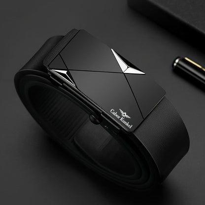 Men's Belt - Automatic Buckle Leather for No-Tooth Ratchet Design, One-Hand Closure - product detail view 8