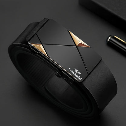 Men's Belt - Automatic Buckle Leather for No-Tooth Ratchet Design, One-Hand Closure - product detail view 11