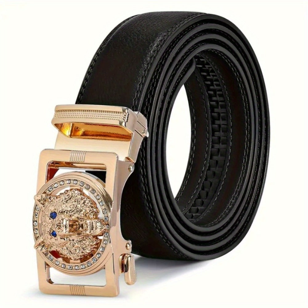Men's Belt - Automatic Buckle Unisex Metal Clasp No Hole Adjustable Slide Ratchet Waist - product detail view 9