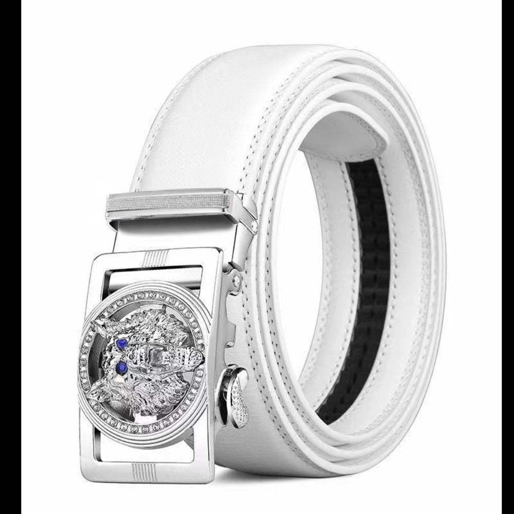 Men's Belt - Automatic Buckle Unisex Metal Clasp No Hole Adjustable Slide Ratchet Waist - product detail view 15