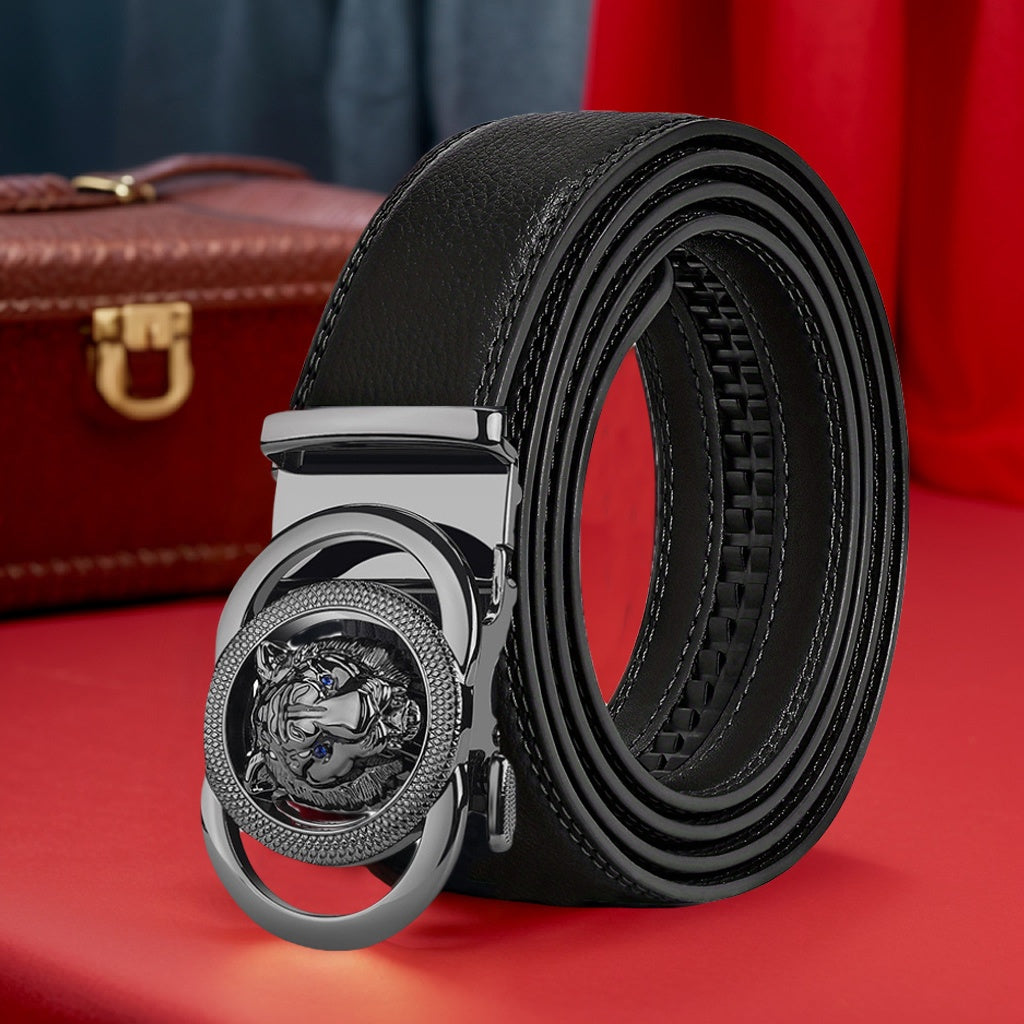 Men's Belt - Automatic Buckle Unisex Metal Clasp No Hole Adjustable Slide Ratchet Waist - product detail view 18