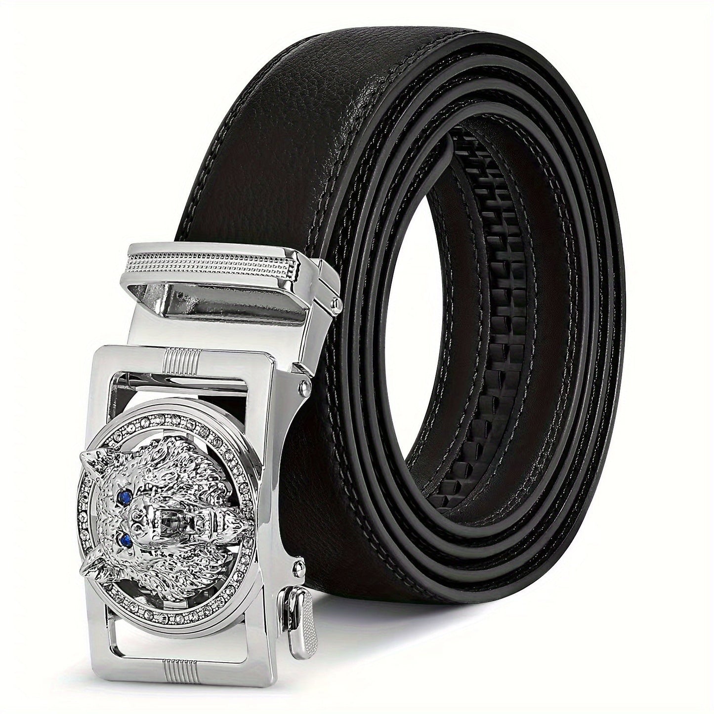Men's Belt - Automatic Buckle Unisex Metal Clasp No Hole Adjustable Slide Ratchet Waist - product detail view 29