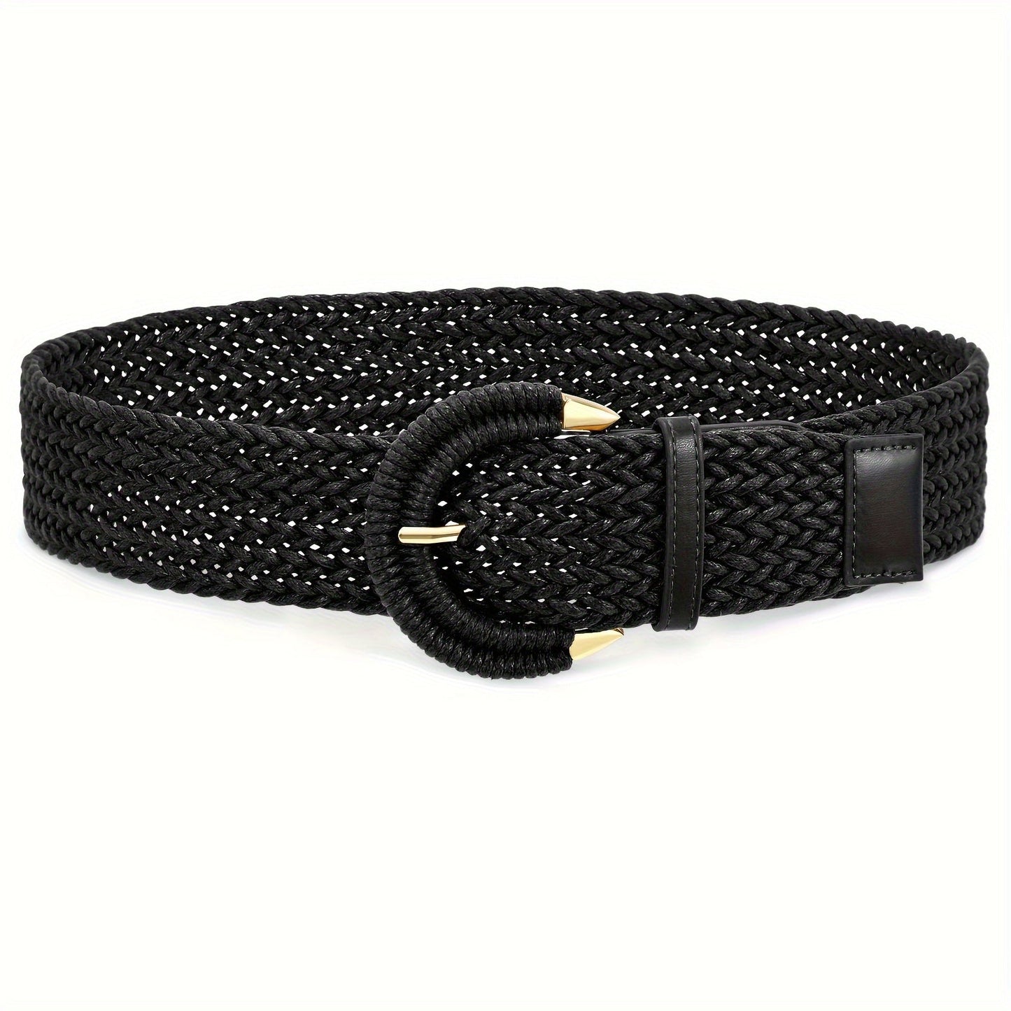 Women's Belt - Braided Rattan Wide for - Woven Waist with Half-Circle Buckle for Summer - product detail view 16
