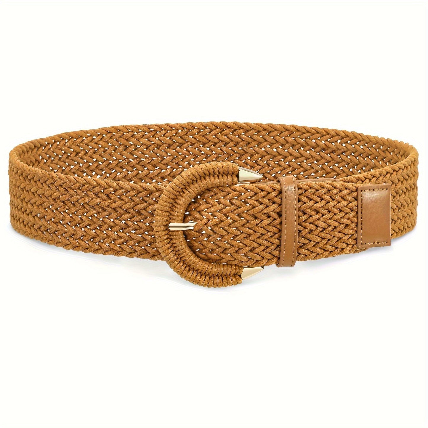 Women's Belt - Braided Rattan Wide for - Woven Waist with Half-Circle Buckle for Summer - product detail view 17