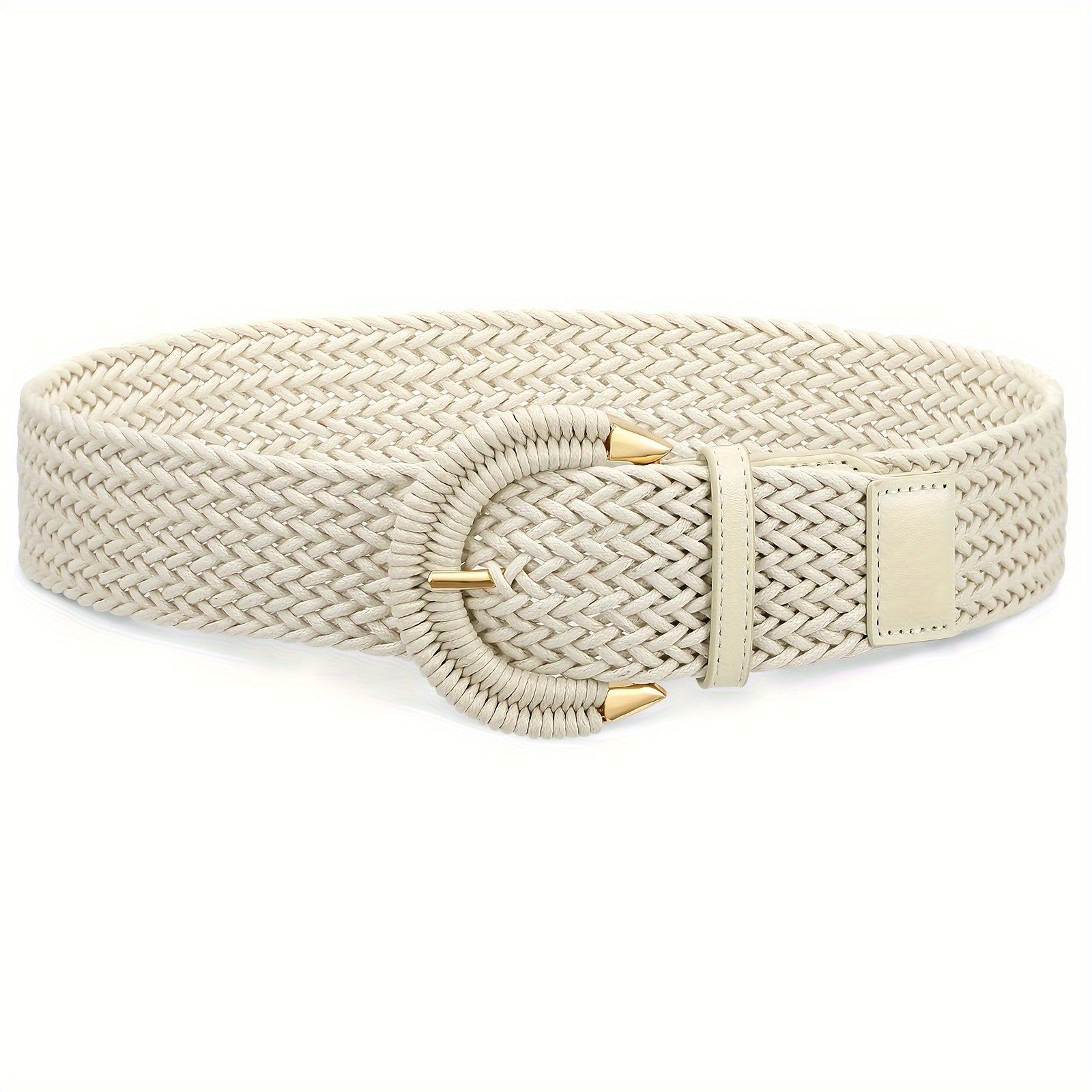 Women's Belt - Braided Rattan Wide for - Woven Waist with Half-Circle Buckle for Summer - product detail view 19