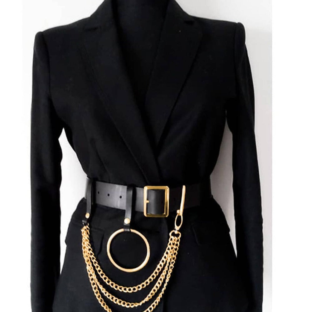 Women's Belt - Chain Harness for Street Punk Circle Chain Decor Stainless Steel Buckle - product detail view 3