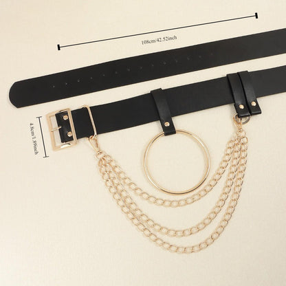 Women's Belt - Chain Harness for Street Punk Circle Chain Decor Stainless Steel Buckle - product detail view 4