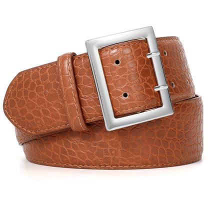 Women's Belt - Crocodile Pattern Wide for - Fashion Textured Waist for Jeans Dress Pants - product detail view 14