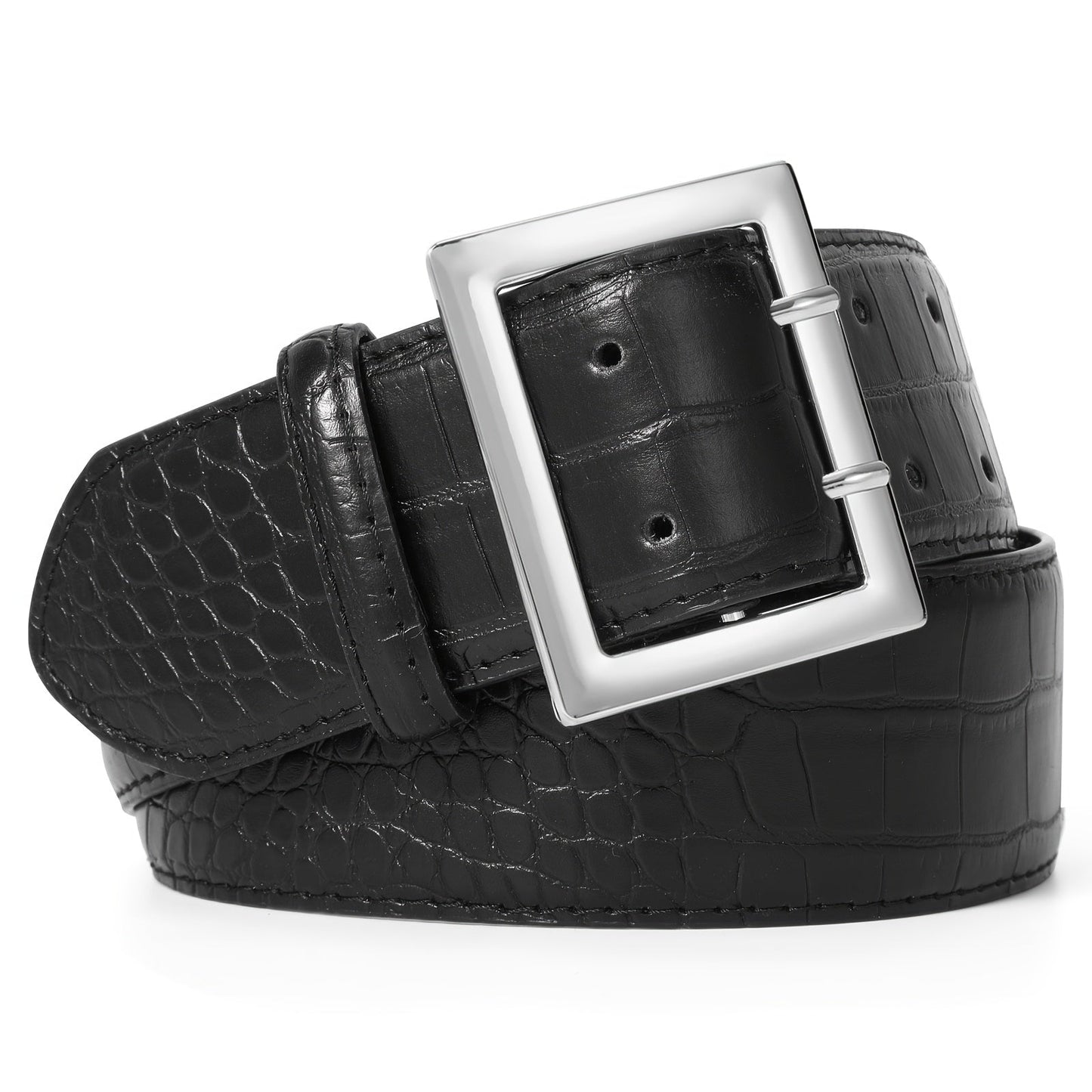 Women's Belt - Crocodile Pattern Wide for - Fashion Textured Waist for Jeans Dress Pants - product detail view 21