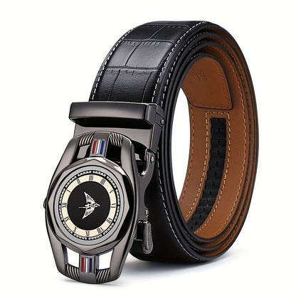 Men's Belt - Crocodile Texture Leather for Genuine Leather, Automatic Sliding Buckle - product detail view 14