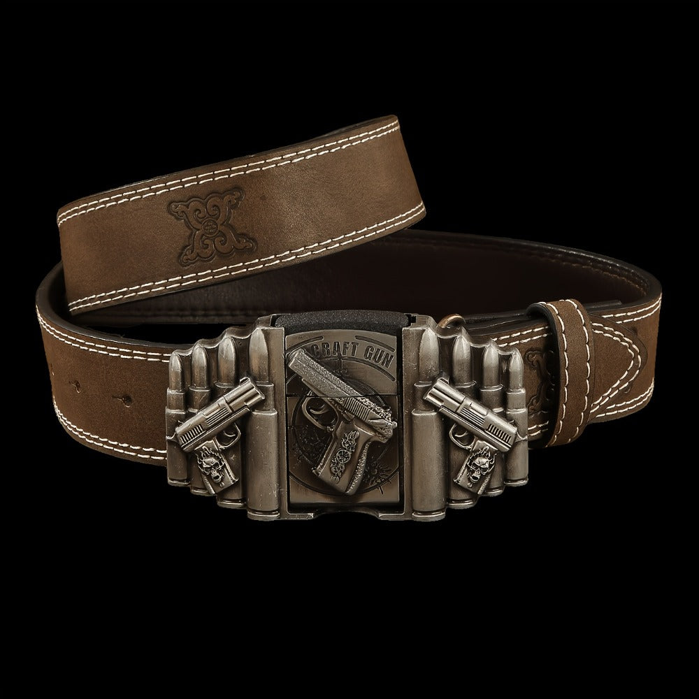 Men's Belt - Detachable Lighter Western Cowboy Style Printed Novelty Vintage Fashion - product detail view 5