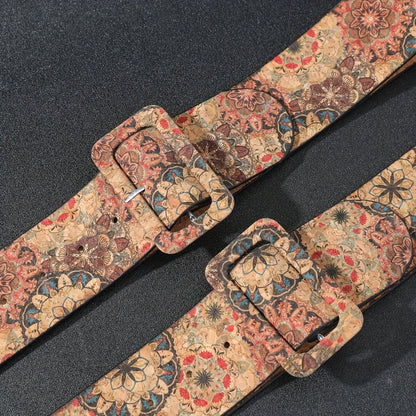 Women's Belt - Floral Boho Buckle Retro Western Flower Design Waist for Jeans Dress - product detail view 6