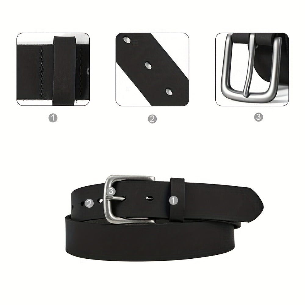 Men's Belt - Genuine Leather for Handmade Full Grain Casual Everyday Jeans Stainless - product detail view 6