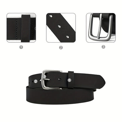 Men's Belt - Genuine Leather for Handmade Full Grain Casual Everyday Jeans Stainless - product detail view 6
