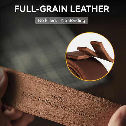 Men's Belt - Genuine Leather for Handmade Full Grain Casual Everyday Jeans Stainless - product detail view 7