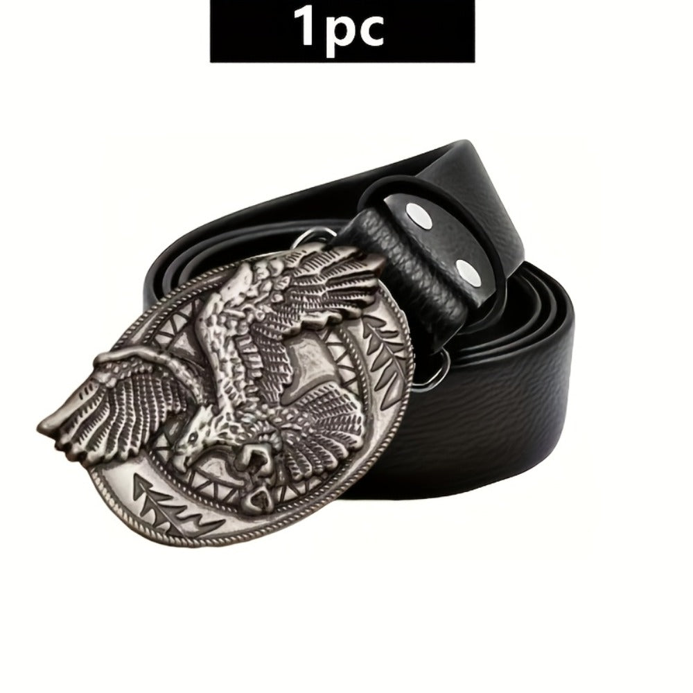 Men's Belt - Genuine Leather for Western Cowboy Style, Embossed Detail, Unique Lighter - product detail view 3