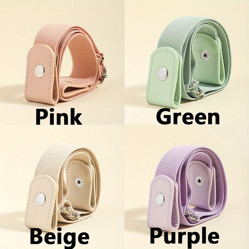 Women's Belt - Invisible Elastic Waistband 4 Pack No Buckle Adjustable Stretch Waist for - product detail view 3