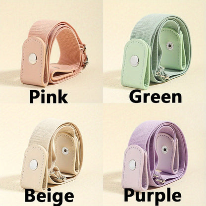 Women's Belt - Invisible Elastic Waistband 4 Pack No Buckle Adjustable Stretch Waist for - product detail view 3